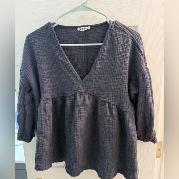 in loom Tops - In Loom Grey Mixed Woven Peplum Top